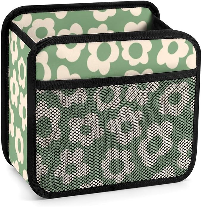 Car Backseat Organizer - Cute Aesthetic Car Storage Bin with Mesh Pocket & Reinforced Base - Universal Fit Hanging Seat Back Accessories for Women (Green)