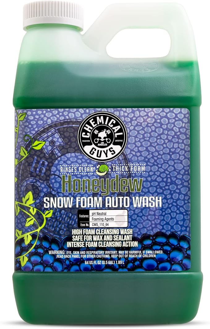 Car Wash Soap for Foam Cannon or Bucket, Honeydew Snow Foam Car Wash Soap for Trucks, Motorcycles, RVs & More, Super Suds, Honeydew Scent - 64 oz (Half Gallon)
