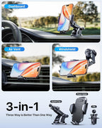 Military-Grade Phone Holders for Your Car 【89+ LBS Strongest Suction & Metal Clip】 2026 Ultimate Car Phone Holder, Dashboard Windshield Vent Cell Phone Car Mount for iPhone Sumsung Android