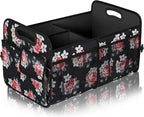 Femuar Car Trunk Organizer,Car Storage Organizer with 72L Large Capacity Waterproof Collapsible and 11 Pockets,Trunk Organizer for Car Suv/Jeep/Sedan, Large Size, Flower