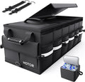 Car Trunk Organizer - Trunk Organizer for SUV with Removable Cooler Bag, Foldable Cover, 3 Compartment Car Storage Essential Car Accessories for Truck, Van & Sedan, Black, 33.1" x 12.6" x 11.0"