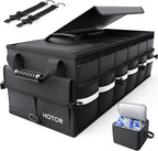 Car Trunk Organizer - Trunk Organizer for SUV with Removable Cooler Bag, Foldable Cover, 3 Compartment Car Storage Essential Car Accessories for Truck, Van & Sedan, Black, 33.1" x 12.6" x 11.0"