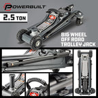 Powerbuilt Biggie Smalls 2.5-Ton Off-Road Trolley Jack with 4" Oversized Wheels, Saddle Extension, Integrated Handle Storage, Portable Design for SUVs, Trucks, and Off-Road Vehicles 620683ECE