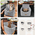 Dog Car Seats for Small Medium Dogs Under 35lbs, Dog Booster Seat with Detachable Washable Cover and Cushion, Memory Foam Pet Car Seat with Safety Belt and Storage Pockets (LG)