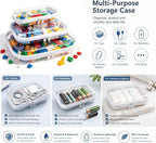 Clear Hard Plastic Zipper Case,Transparent Double Zippers Hard Pouch with 3pcs,Portable Travel Organizer Bin for Toy Storage
