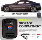 Tire Inflator Portable Air Compressor, Air Pump for Car Tires and Bikes, Car Tire Pump w/Auto Shut Off, 150 PSI, 12V DC, LED Light, Carrying Case, for Men, Women