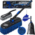 Car Duster Exterior with Car Duster Interior | Wax Cotton Hair Scratch Free Cleaning for Cars, SUVs, Trucks | Waterless Dust Remover & Detailing Brushes Set with Storage
