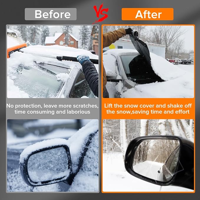 Car Windshield Cover for Ice and Snow Heavy Duty 600D Waterproof Oxford Fabric Windshield Snow Cover Fit for Most Cars Trucks Suvs Essential Car Winter Accessories X-Large Size (82.8 x 47 Inch)