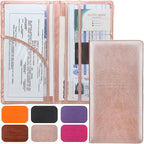 Premium Car Registration & Insurance Card Holder with Magnetic Shut, Vehicle Glove Box Car Organizer - For Documents, Cards, License (Rose gold)