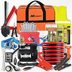 Car Emergency Kit with Jumper Cable, First Aid Kit Safety Assistance Tools for Travel Camping Outdoor Cars Truck SUV RV, Roadside Essentials with Flash Light
