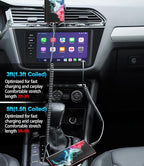 Coiled USB C Cable Fast Charging for Car 3FT/5FT, USB A to USB C Cable, Type C Charge Cord USB-C Charging Cable Compatible with iPhone 17/16/15/Samsung Galaxy S20 and More USB C Devices-Black