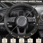 Magical Clouds with Moon Steering Wheel Cover, Sun and Stars Elastic Non-Slip Steering Wheel Protector,Auto Interior Decor for Women Girls,Universal 15" Fit for Sedans,Trucks