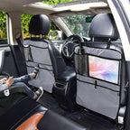 Grey Car Seat Organizer for Kids Backseat Kick Mat with Adjustable Strap Seat Back Protectors for Car Vehicle SUV 1 Pcs