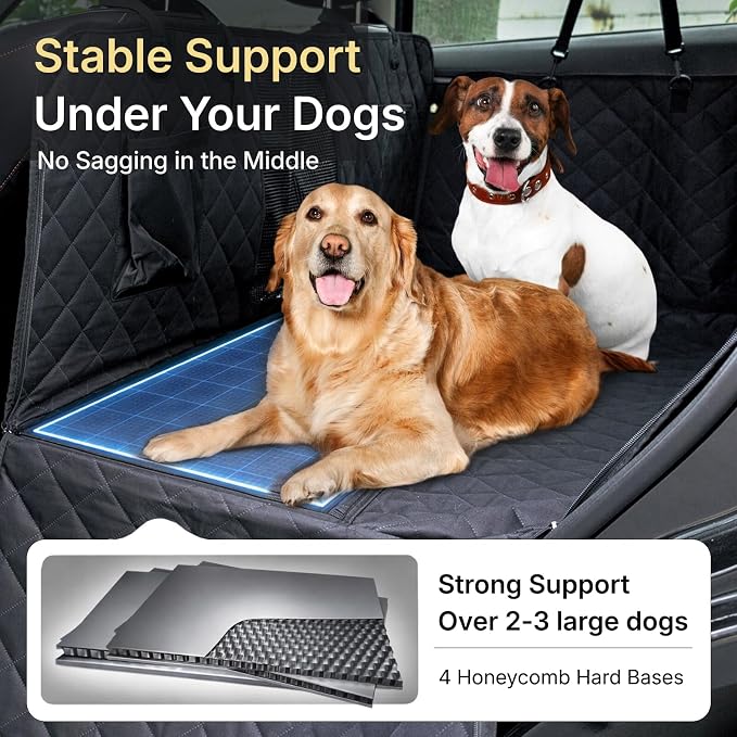 Car Back Seat Extender for Dogs, Semi-Hard Bottom Design, Fits Compact SUVs | Waterproof, Odorless Material, Upgraded Support
