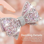 2 PCS Bling Car Seat Headrest Hooks, Crystal Rhinestone Bow Car Purse Hooks, Vehicle Seat Back Storage Hook for Handbag Purse Coat Grocery, Universal for SUV Truck Sedan (Pink)