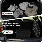 Golf Trunk Organizer, 2 Layer Golf Storage Bag with Ventilated Shoe Compartment, Golf Accessories Equipment Locker, Cool Birthday Gifts for Men Dad Women(Black)