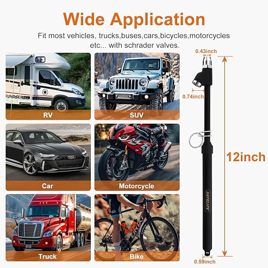 Tire Pressure Gauge Heavy Duty Air Pressure Tire Gauge, Straight-on Foot Dual Head Chucks, Frosted Black, 10-150PSI 100-1000KPa for Semi Truck Car RV Van (1)