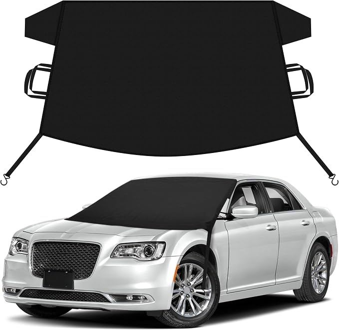 Car Snow Cover Compatible for Chrysler 300 | Windshield Cover for Ice and Snow with S-Hook Straps | Heavy-Duty 600D Oxford Winter Car Cover, Waterproof & Anti-Slip