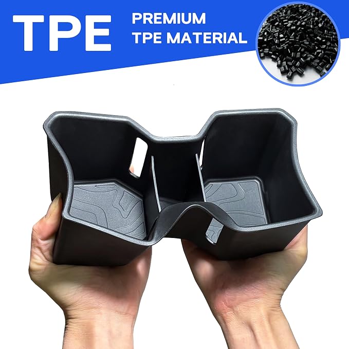 Center Console Cup Holder Inserts for 2026 2025 2024 Toyota Tacoma Accessories Middle Console & Rear Armrest Cup Holder TPE Non Slip Drink Holder Protector Organizer Black, 2PCS Set