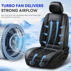 Cooling Car Seat Cover, Ventilated Seat Cushion Cooling Car Seat Pad for Summer Driving with Powerful Turbo Fans Universal Fit for Car SUV Truck Van-Light Black