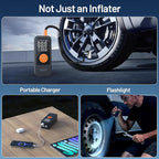 Tire Inflator Portable Air Compressor, 4X Faster Inflation Air Pump with Digital Pressure Gauge, 150PSI Cordless Tire Inflator with LED Light for Car, Electric Bikes, Motorcycle, Bike, Ball