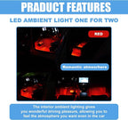 Car LED Strip Light, 24 LED 12V USB Port, Red | RGB Neon Auto Interior Atmosphere Lights, Under Dash Ambient Night Light, Universal Decorative Lamp Accessory for Car Truck