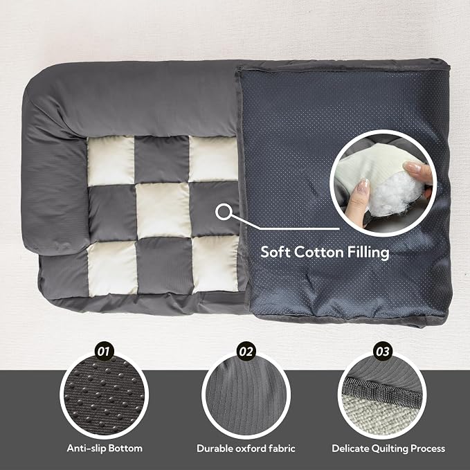 Dog Bed for Car Back Seat, Soft Backseat Dog Bed Hammock, Non-Slip Pet Car Seat Cover for Back Seat, Pet Travel Bench Sofa for Cars/Small SUVs/Sedan, Dark Gray