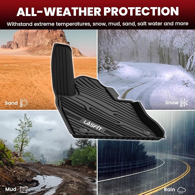 Floor Mats for Ford Explorer 2020-2021 6 Passenger TPE Custom Fit All Weather Protector Anti-Slip Floor Liners, 2021 2020 Explorer 6 Seats Accessories, 1st 2nd & 3rd Row, 4pcs Black