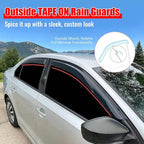 Fit 2011-2018 Volkswagen Jetta Slim Style Acrylic Window Visors Rain Guard |, Dark Smoke, Car Rain Sun Window Shade Guard Visor, 2012 2013 2014 2015 2016 2017, Car Wash Safe, Waterproof