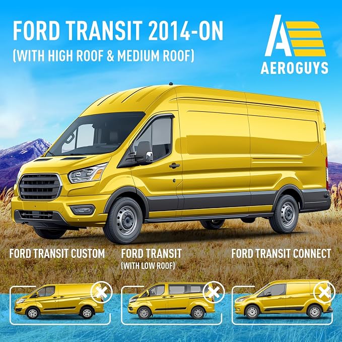 Extra Durable Window Deflectors Tape-On Window Visors Rain Guards Fit for Ford Transit 2014-2026, Sun Visors, Wind Vent for Shades, Exterior Car Accessories - 2pcs. AG0875