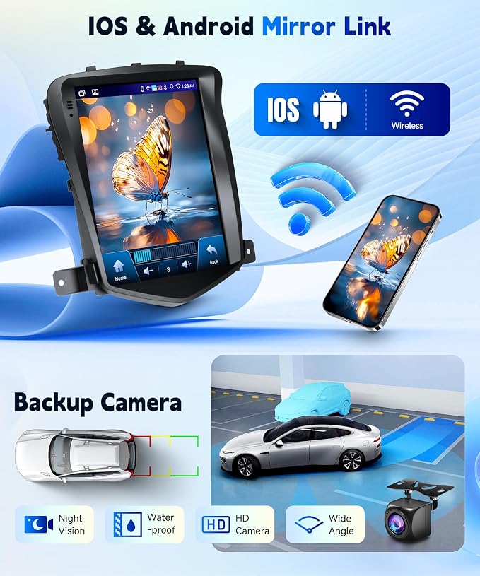 4Core 4G+64G Android 15 Car Radio for Chevy Cruze 2009-2015 Stereo with Wireless Carplay Android Auto,5.0 Bluetooth 32EQ,9.7 inch IPS Touch Screen,FM/RDS GPS WiFi AHD Backup Camera