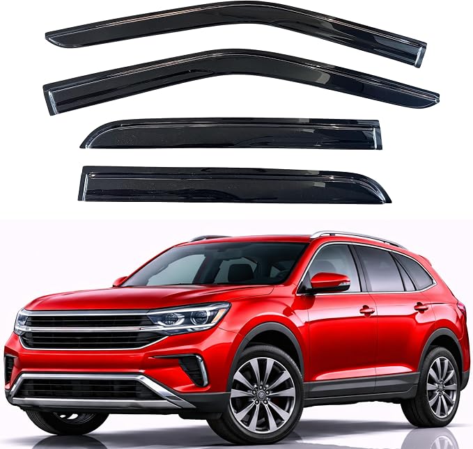 KPY Rain Guards Fit for 2018-2026 Volkswagen Atlas, Out-Channel Window Visors Vent Wind Deflectors 4PC, Car Accessories for 18-26 VW Atlas (Not for Atlas Cross Sport)
