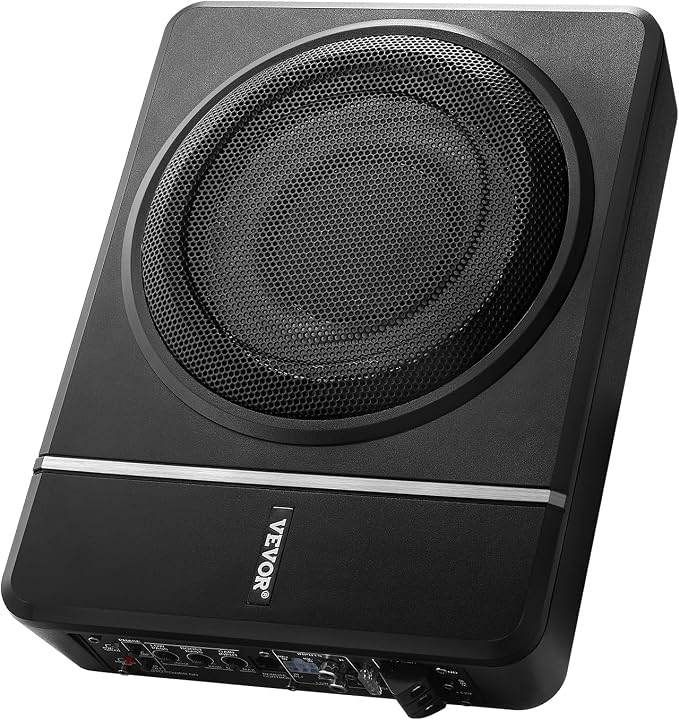 8" 240W Underseat Car Subwoofer, Slim Powered Car Subwoofers Under The Seat, Low Profile Audio Sub Built-in Amplifier, High/Low Level Input & Volume Controller for SUVs, Car, Truck, RV