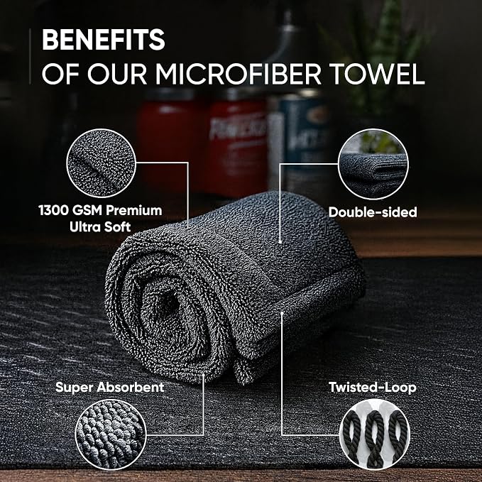 Papa Dragon Car Drying Towel – Extra Large 25"x34" - 1300 GSM Microfiber Towel, Twisted-Loop, Streak-Free, Scratch-Free, Ceramic Coating Safe, for Cars Trucks SUV – 1 Pack
