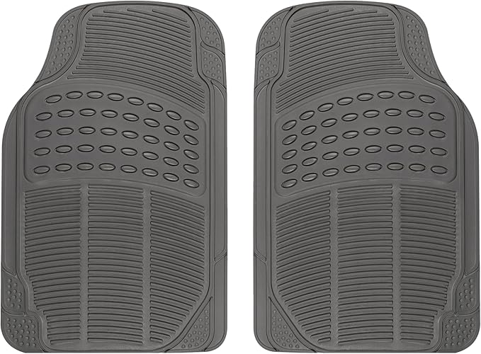 ProLiner Floor Mats for Cars Trucks SUV, 2-Piece All-Weather Car Mats with Universal Fit Design, Durable Car Floor Mats with Capture Ridges, Waterproof Rubber Floor Mats for Cars (Gray)