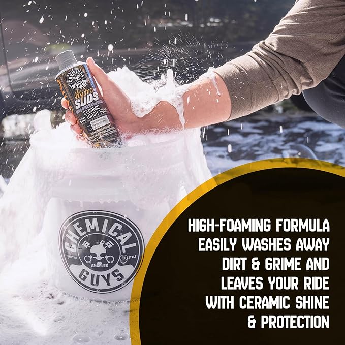 HydroSuds Ceramic SiO2 Shine High Foaming Car Wash Soap, Works with Foam Cannons, Foam Guns, and Bucket Washes, Berry Scent, Safe for Cars, Trucks, and RVs - 1 Gallon