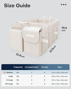 Trunk Organizer for Car - Car Organizer, Foldable Trunk organizer for SUVs & Sedans, Sturdy Organization for Car Accessories, Tools, Sundries, Beige, 2 Compartments, 21.3"×12.6"×10.6"