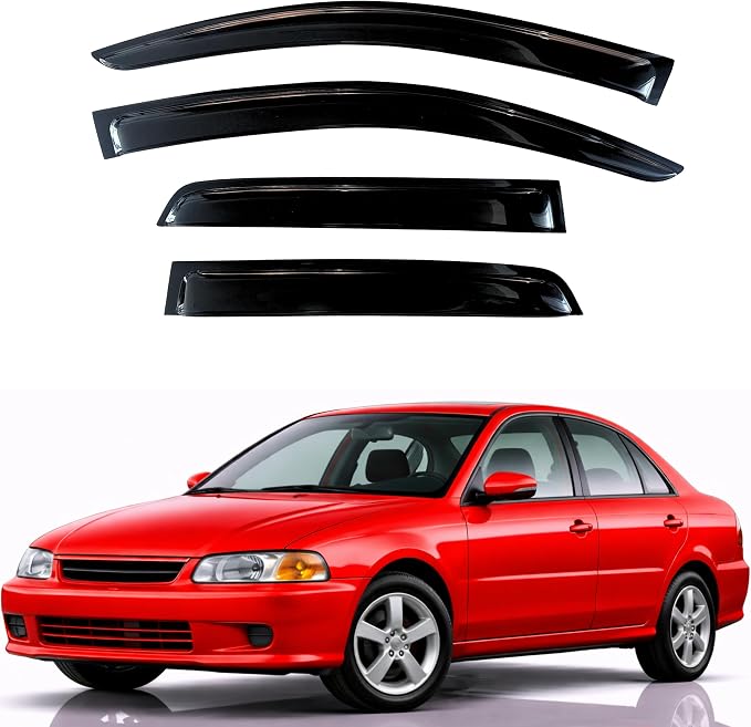 KPY Rain Guards Fit for 1997-2001 Mitsubishi Mirage Sedan, Out-Channel Window Visors Vent Wind Deflectors 4PC, Car Accessories for 97-01 Mirage (Sedan Only)