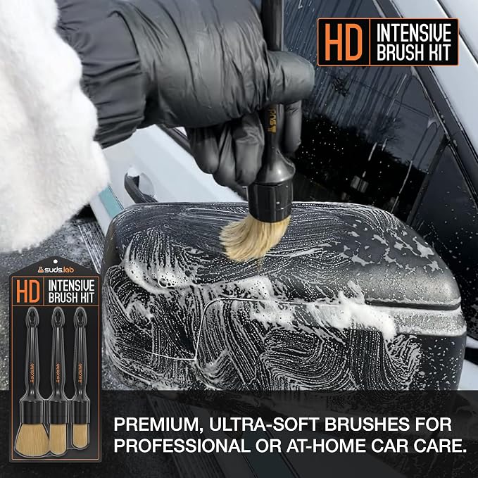 HD Intensive Brush Kit 3 Pack- Premium Boar’s Hair Brushes - Scratch Free Design - Fine Detailing Brushes For Personal And Professional Use