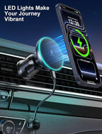 for iPhone Magsafe Car Mount Charger, Wireless Car Charger Magnetic Car Phone Holder for Dash Air Vent-LED HandsFree Car Mount Fast Car Charger for iPhone 17/16/15/14/13/12