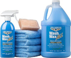 Wash Wax ALL Spray Waterless Car Wash Wax Kit Quick Detailer | UV-Protective Shine, Water-Based 144 oz + 4 Towels - Safe on Ceramic Coatings - Car, RV, Boat, Aircraft - Spray Detailer
