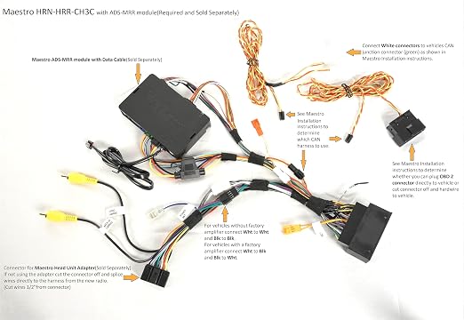 Maestro HRN-HRR-CH3 T-Harness for Select Chrysler, Dodge, and Jeep 2013+ Vehicles - Replace The factory radio while retaining steering wheel controls (ADS-MRR or ADS-MRR2 module required)