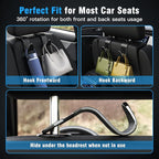 4-Pack Car Headrest Hooks Vehicle Storage Organizer for Purses Handbags Groceries Coats –Holds 55lbs 360° Rotating Simple Design Black Checkered