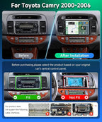 8 Core 6G+128G Android 15 Car Stereo for Toyota Camry 2000-2006, AI Noise Reduction, Wireless Carplay Android Auto 9 Inch IPS GPS 5G-WiFi DSP FM RDS, Bluetooth 5.0 SWC HD Backup Camera