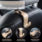Car Seat Headrest Hook, Auto Seat Hook Hangers Storage Organizer Interior Accessories for Purse Coats Umbrellas Grocery Bags Handbag, 4-Pack