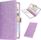 Car Registration and Insurance Holder, Vehicle Car Glove Box Organizer, Cool Car Accessories for ID, Driver License Cards & Essential Document, Men&Women, Purple Glitter