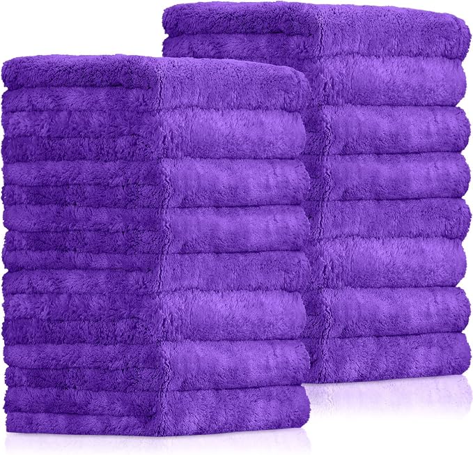 15 Pcs 15 Pcs Car Microfiber Towels Buffing Drying Wash Cleaning Cloths Plush Large Towels Thick Care Polishing Detailing Waxing Scratch Proof Towel, 15.75 x 15.75 Inch (Purple)