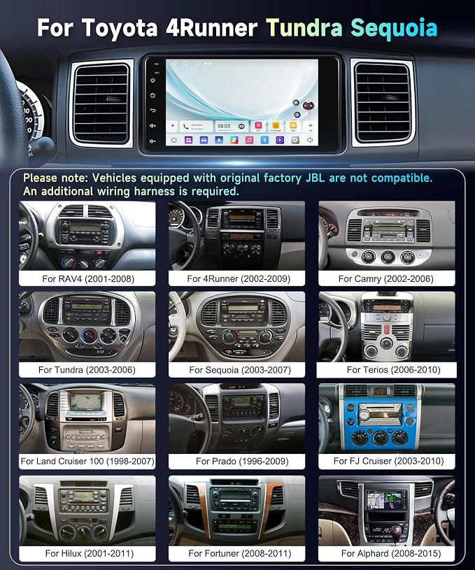 5Ghz WiFi 2G+64G Radio for Toyota 4Runner 2003-2009,for Tundra 2003-2006,for Sequoia 2003-2007 Car Stereo,Wireless CarPlay Android Auto,DSP EQ,7‘’ HD IPS Touchscreen, 26UIs GPS Bluetooth Bakcup Camera