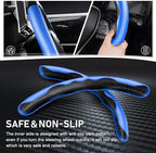 Steering Wheel Cover, Carbon Fiber Steering Wheel Cover, Car Steering Wheel Cover for Men/Women, Anti-Slip, Comfortable Grip, Durable, Universal for 99% Car Interior Accessories (Blue)