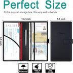 Car Registration and Insurance Holder, Leather Car Glove Box Organizer, Cool Car Accessories for ID, Driver's License Cards & Essential Document, Men&Women, Black#2